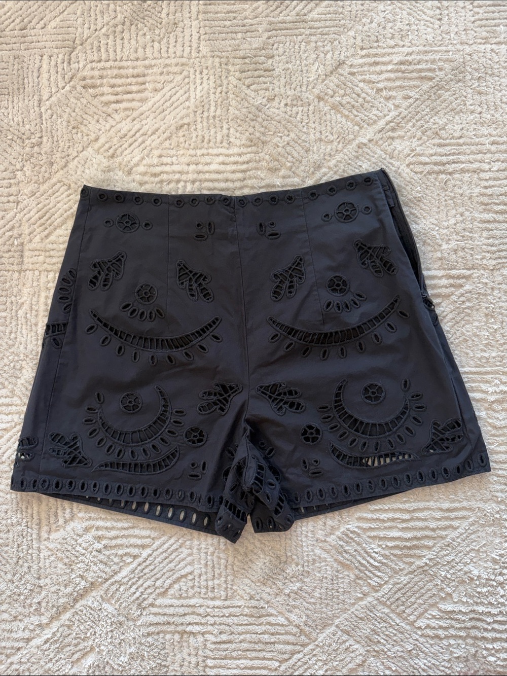 Zara Black Eyelet Embroidered Shorts